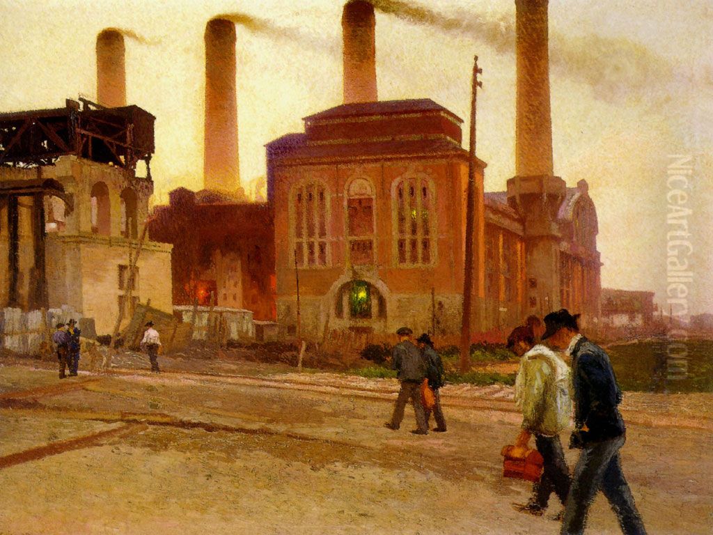 Usinas Oil Painting by Pio Collivadino