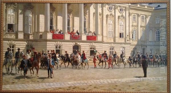 Parade of the Landowners Before Franz Joseph I Oil Painting by Pal Vago
