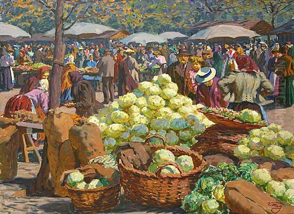 Cabbage Market Oil Painting by Vaclav Maly