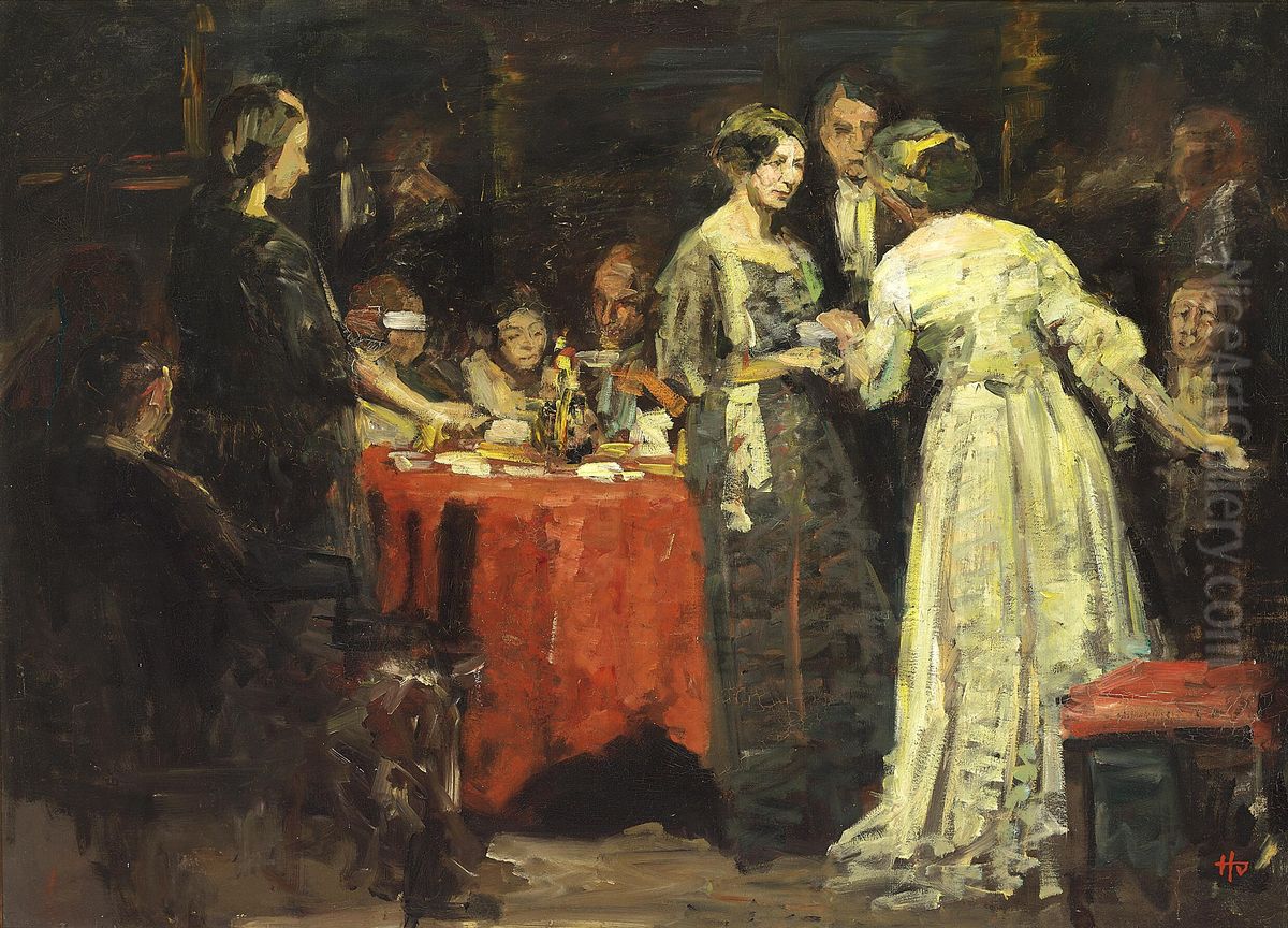 Evening gathering. Oil Painting by Herman Vedel