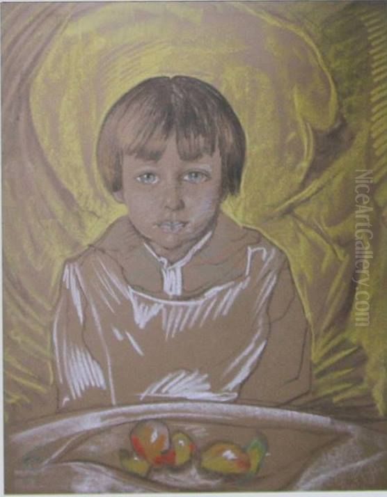 Portret Witolda Szatkowskiego, w wieku pieciu lat Oil Painting by Stanislaw Ignacy Witkiewicz (Witkacy)