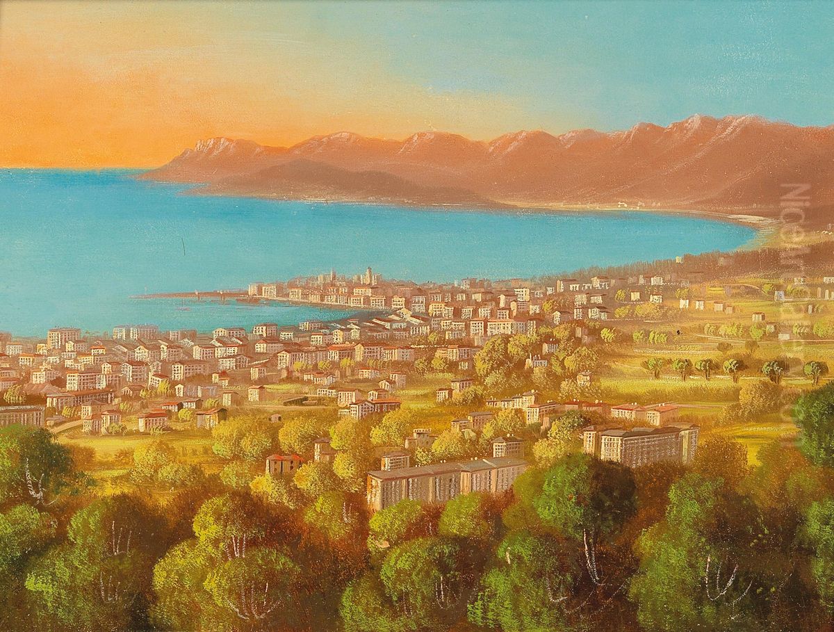 View of Cannes Oil Painting by Hubert Sattler