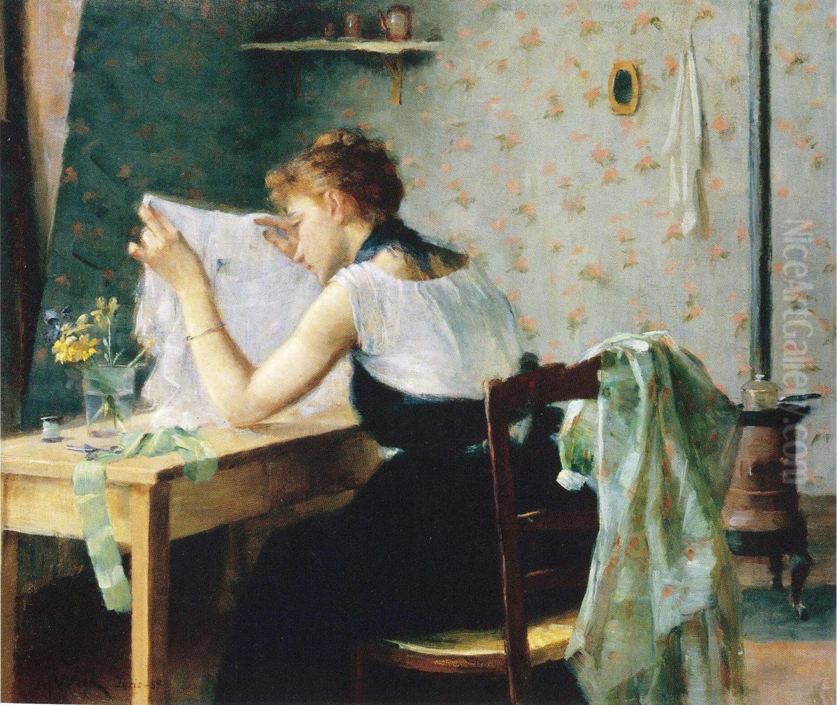 At the Attic Chamber Oil Painting by Maria Wiik