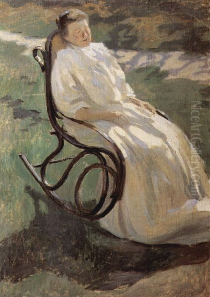 Dame im Schaukelstuhl Oil Painting by Victor Borisov-Musatov