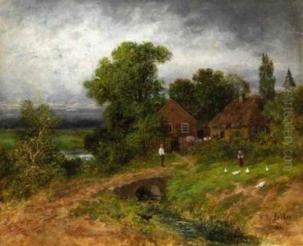 Landscape with Farmhouse Oil Painting by Wilhelm Broker