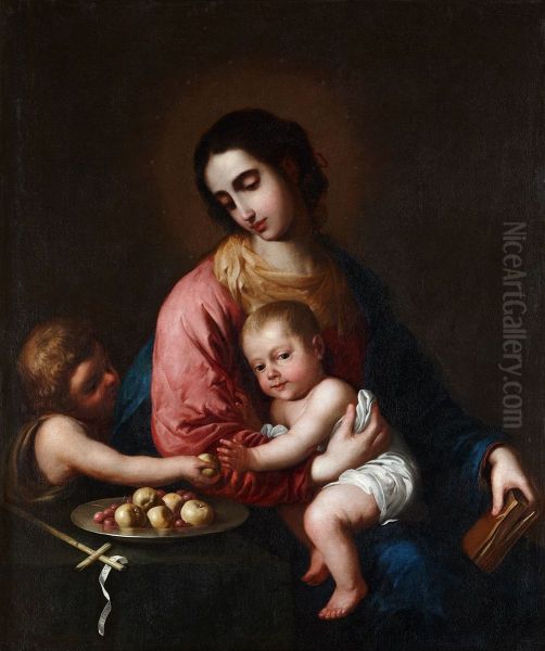 Virgen con el nino Jesus y San Juan nino Oil Painting by Francisco De Zurbaran