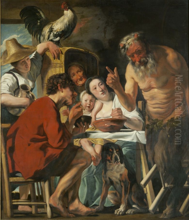 The satyr and the peasant (Goteborg) Oil Painting by Jacob Jordaens