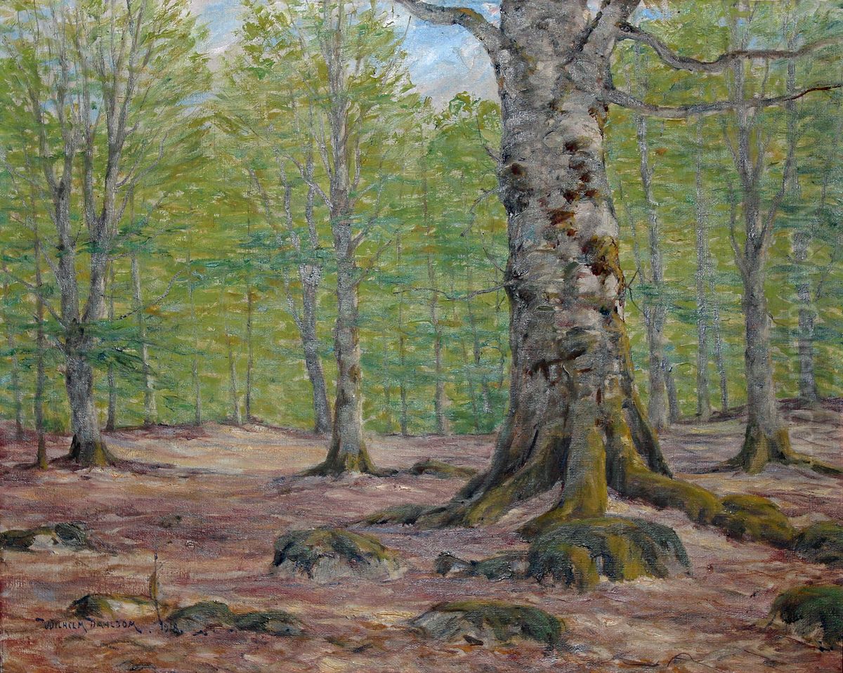 Bokskog i vargronska Oil Painting by Wilhelm Dahlbom