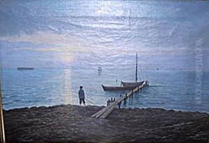 Coastal view with a fisherman.
