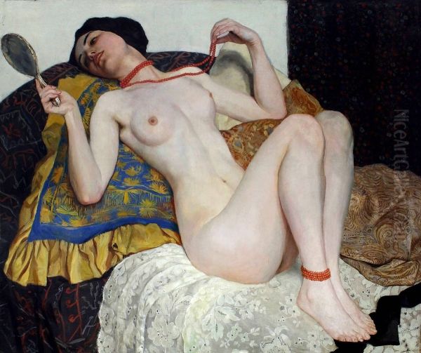Die Korallenkette Oil Painting by Wilhelm Gallhof