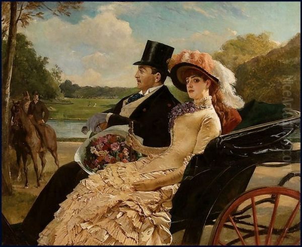 Spazierfahrt Oil Painting by Henry Guillaume Schlesinger