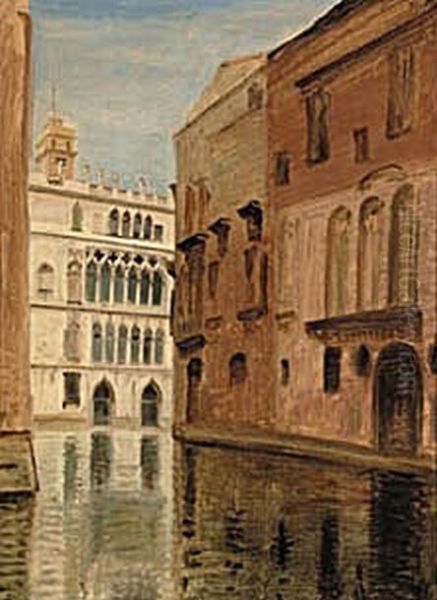View of Casa d'Oro in Venice. Oil Painting by Wilhelm Marstrand