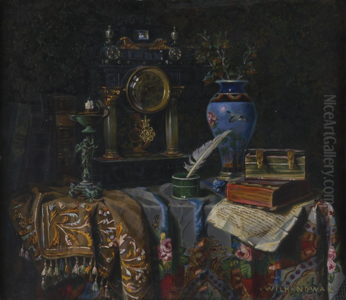 Stillleben mit Interieur Oil Painting by Wilhelm Nowak