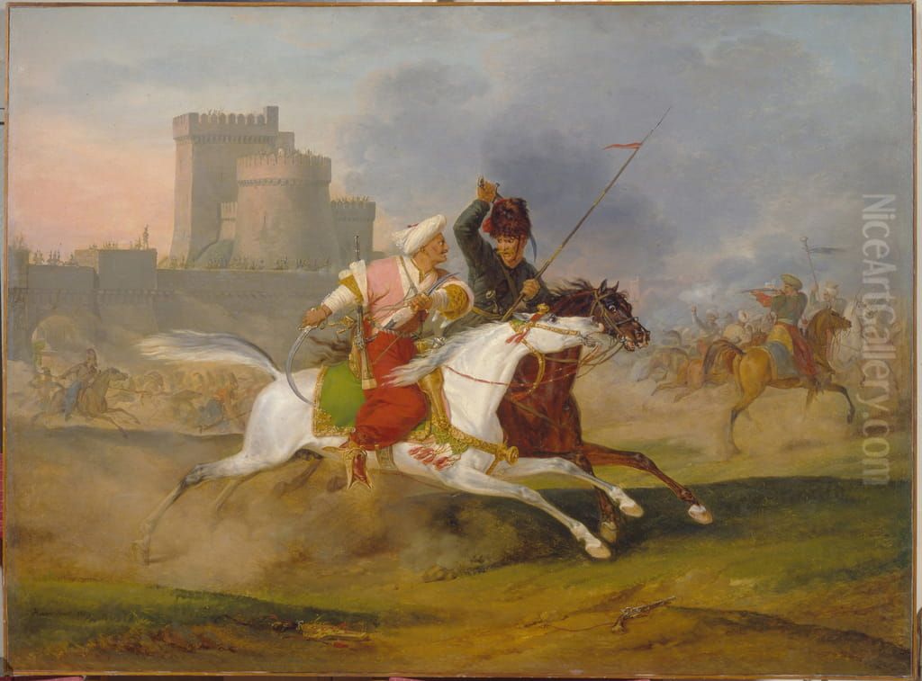 Turc et cosaque Oil Painting by Horace Vernet