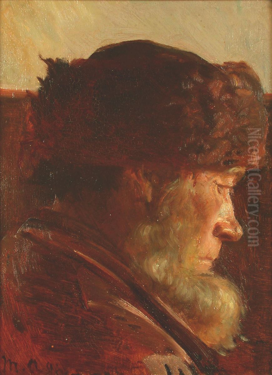 A bearded fisherman. Oil Painting by Michael Peter Ancher