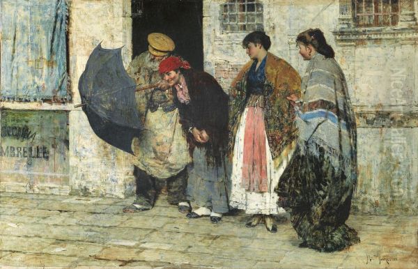 El difeto xe nel manego (Il difetto e nel manico) Oil Painting by Giacomo Favretto