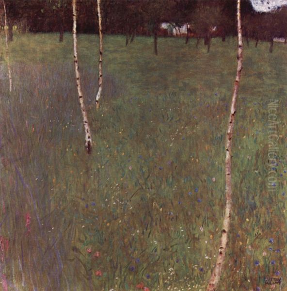 Farmhouse with birch trees (Bauernhaus mit Birken) Oil Painting by Gustav Klimt