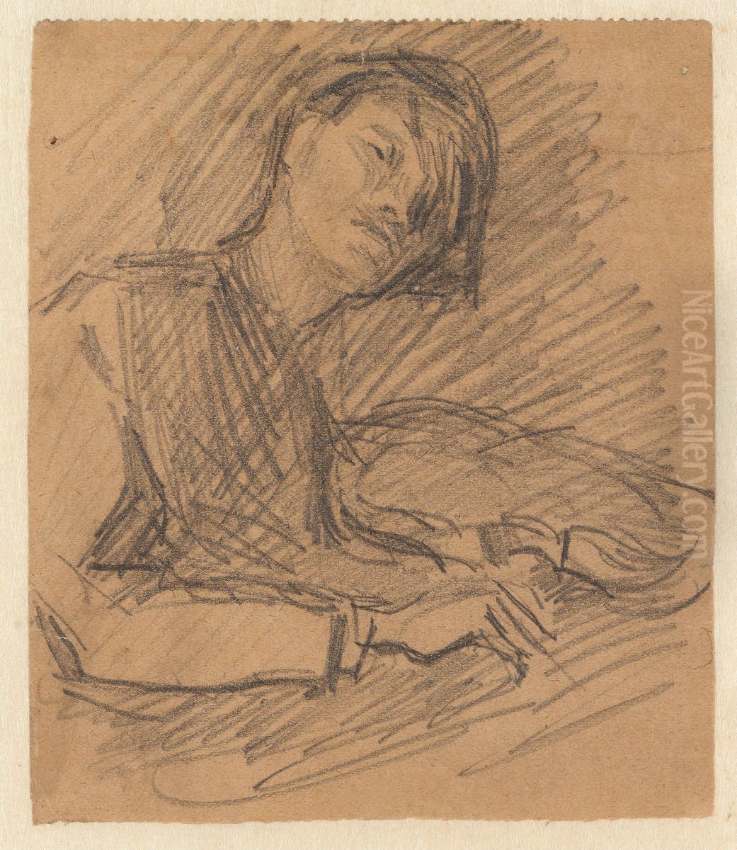 Sketch of Fiddler Oil Painting by Halfdan Egedius