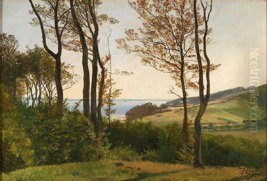 Landscape near a coast. Oil Painting by Carl Frederik Aagaard