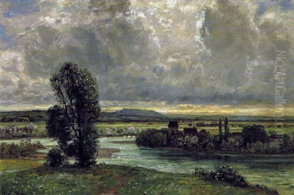 Landschaft mit Aare und Reuss Oil Painting by Adolf Stabli