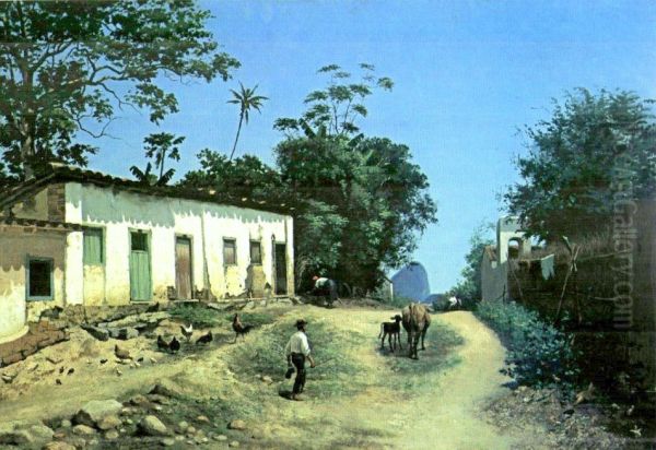 Estrada do Mundo Novo com Pao de Acucar ao Fundo. Oil Painting by Abigail de Andrade