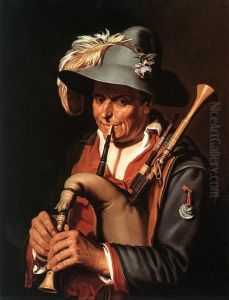 A bagpipe player