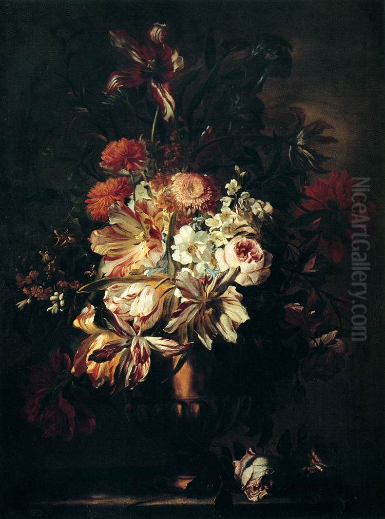 Flowers in a Bronze Vase Oil Painting by Abraham Brueghel