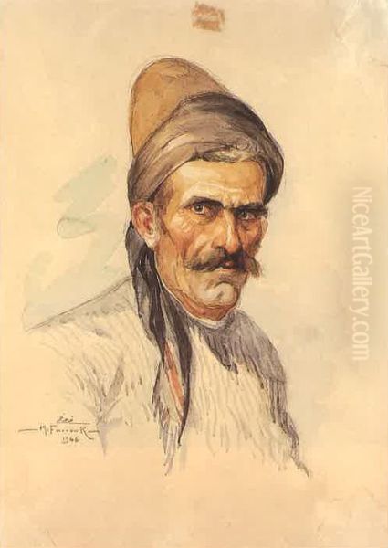 Trois Portraits D'un Muletier (1). Oil Painting by Moustafa Farroukh