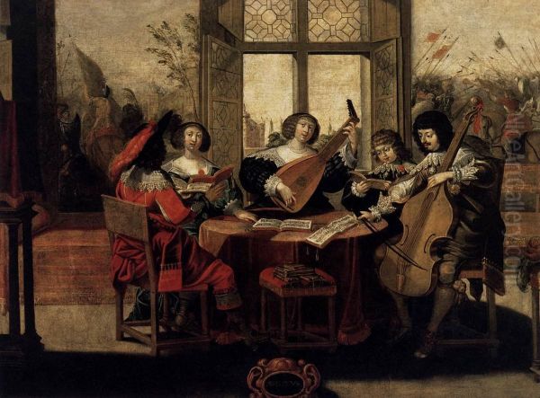 Hearing Oil Painting by Abraham Bosse