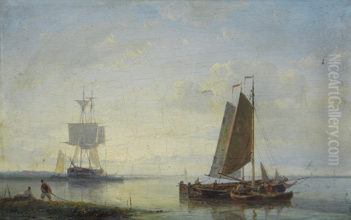 Hauling the nets Oil Painting by Abraham Hulk Senior