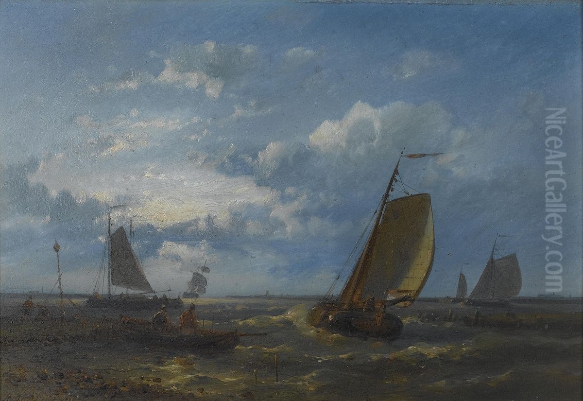 A calm anchorage Oil Painting by Abraham Hulk Senior