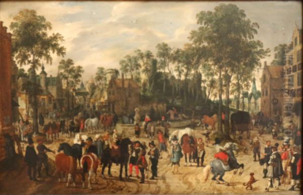 Horse market Oil Painting by Sebastiaen Vrancx