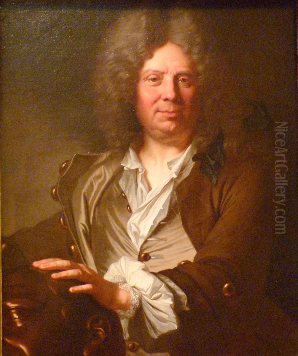 Portrait of Antoine Coysevox Oil Painting by Hyacinthe Rigaud