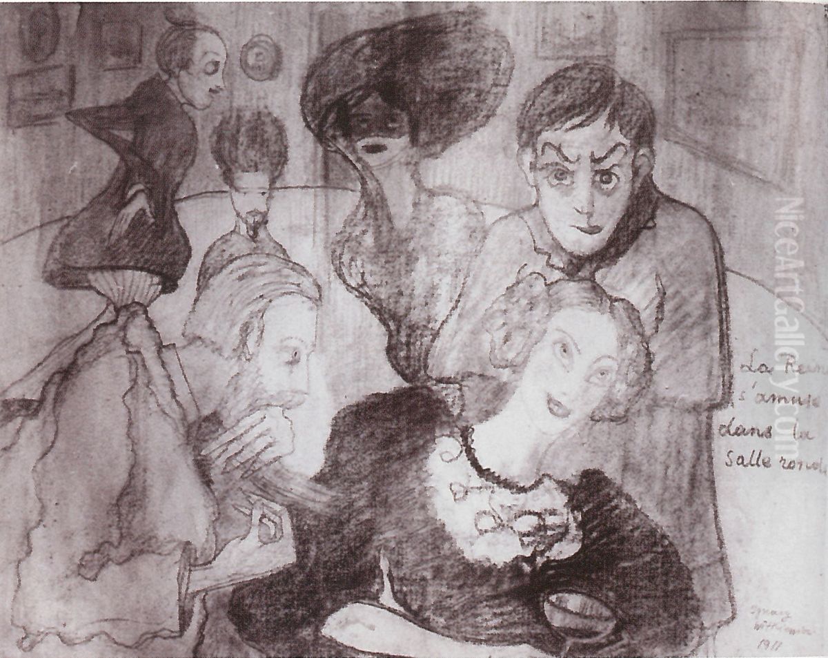 The queen has fun in the round room Oil Painting by Stanislaw Ignacy Witkiewicz (Witkacy)