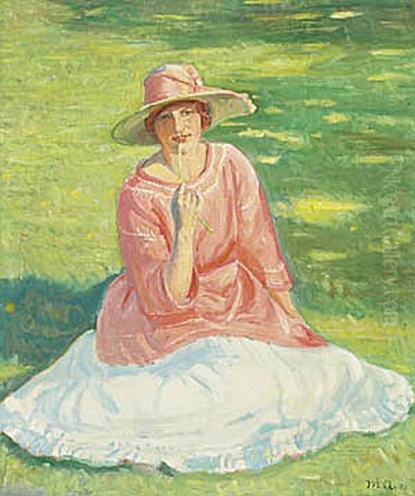 Ung Pige i Haven. Oil Painting by Michael Peter Ancher