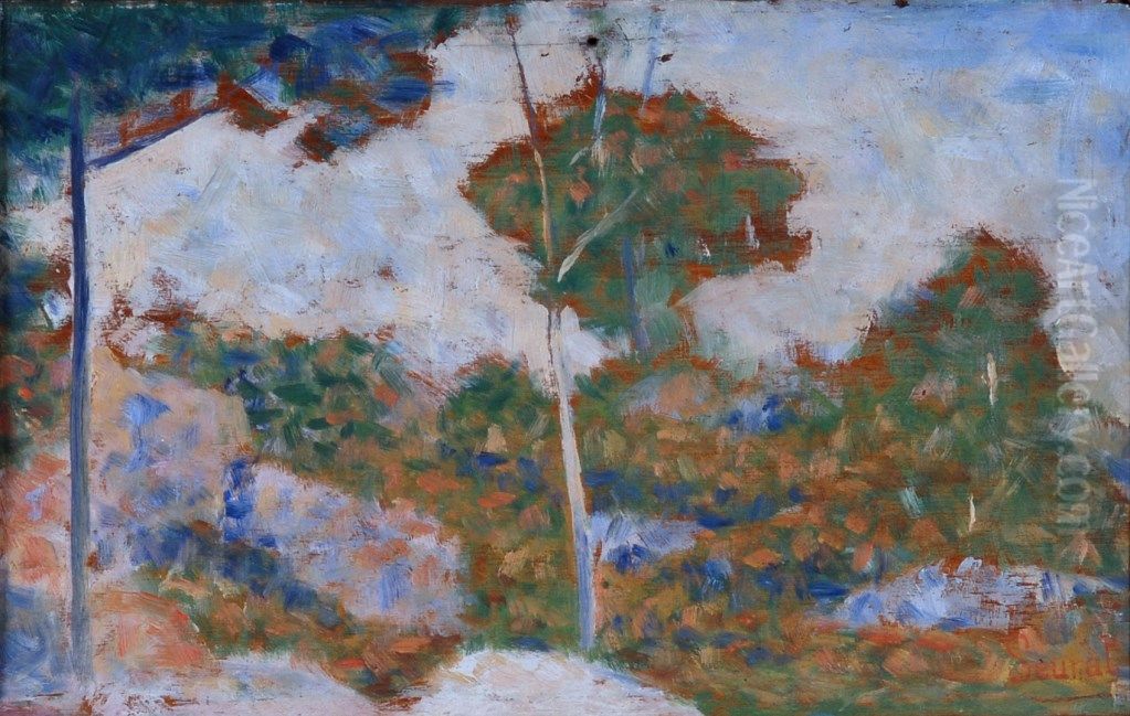 Barbizon forest in autumn Oil Painting by Georges Seurat