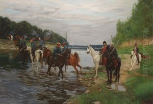 Roubikona. Diaschizontas to potami tes apospases Denis Davydov. 1812. Ladi se kamba. 145 * 215 ekatosta