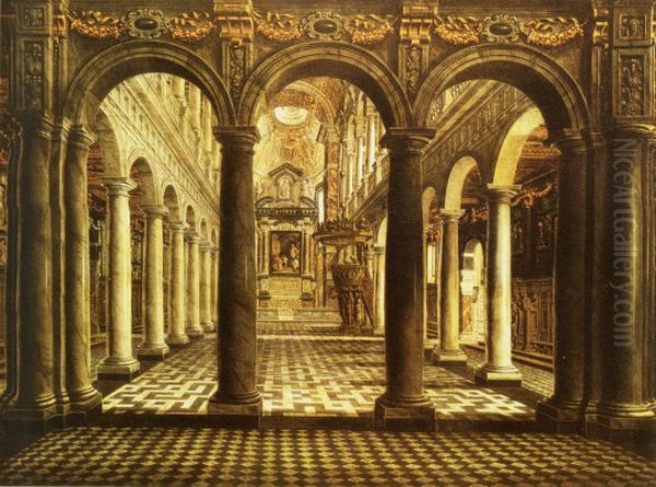 Interior of the Jesuit church in Antwerp Oil Painting by Wilhelm Schubert van Ehrenberg