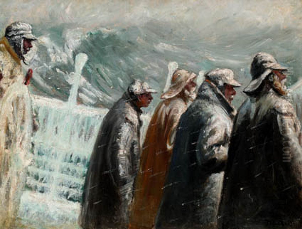 The lifeboat is heading out. Oil Painting by Michael Peter Ancher