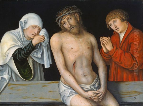 Der Schmerzensmann zwischen Maria und Johannes Oil Painting by Lucas Cranach the Elder