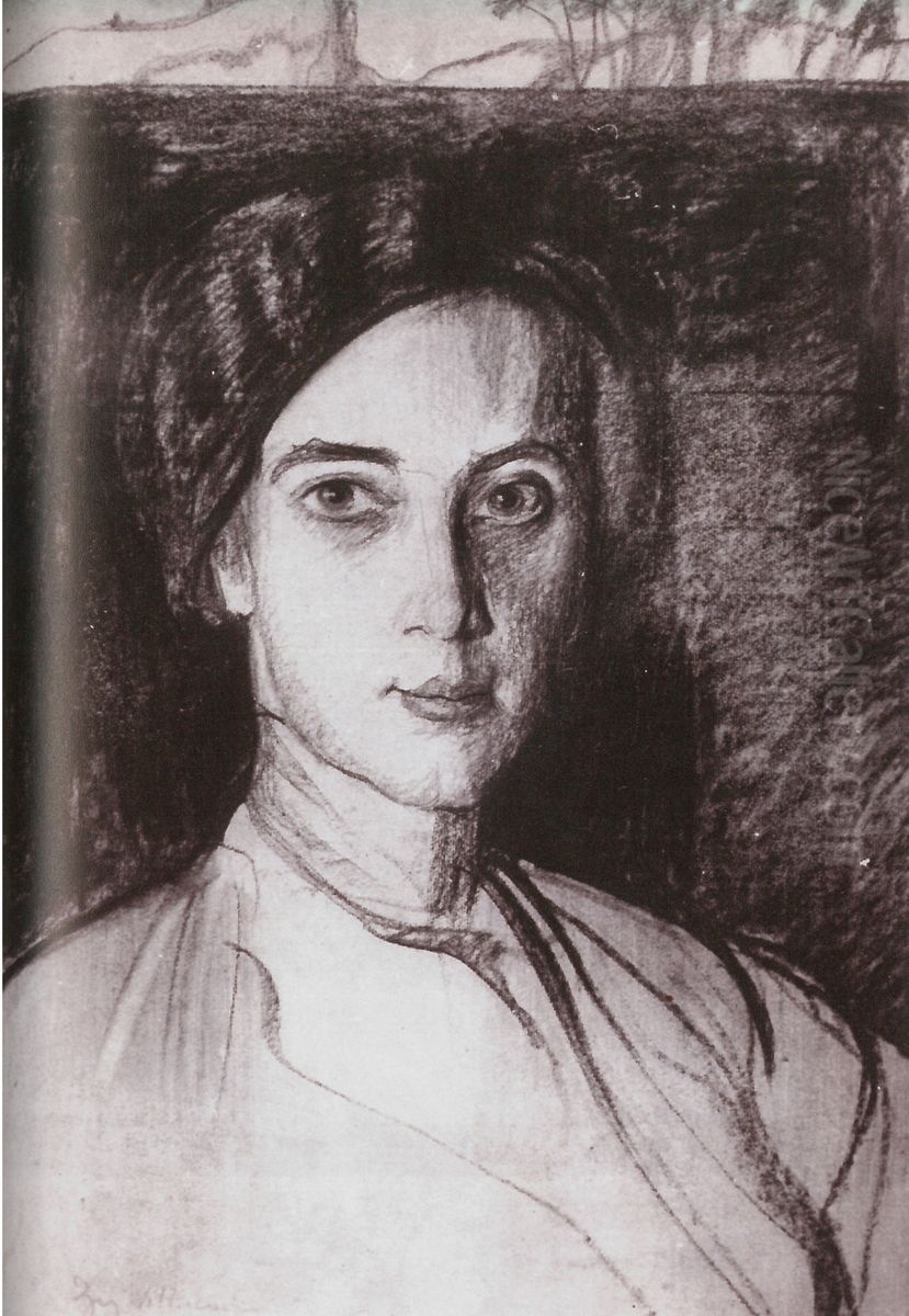 Portrait of Jadwiga Janczewska Oil Painting by Stanislaw Ignacy Witkiewicz (Witkacy)