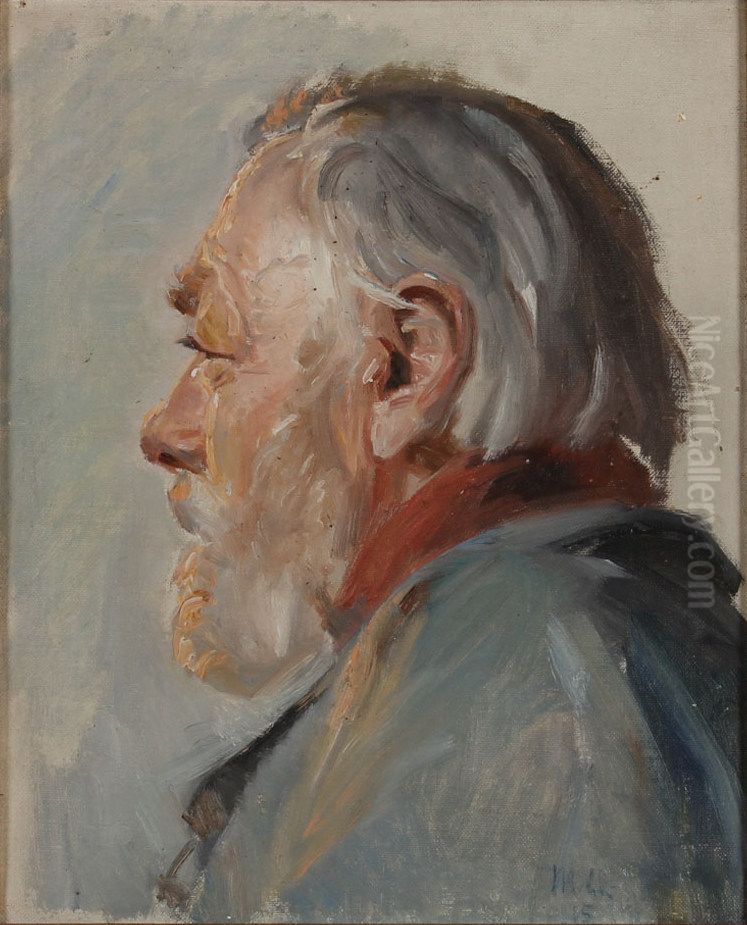 Portraet af fisker. (1915) Oil Painting by Michael Peter Ancher