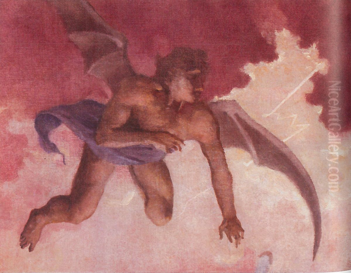 Casting out of a demon Oil Painting by Stanislaw Ignacy Witkiewicz (Witkacy)
