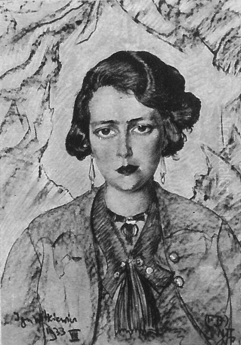 Portret kobiety z kolczykami Oil Painting by Stanislaw Ignacy Witkiewicz (Witkacy)