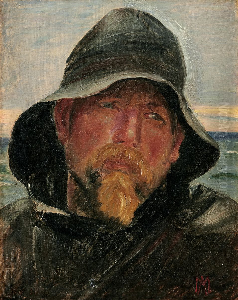 A fisherman. (painting by M. Ancher) Oil Painting by Michael Peter Ancher