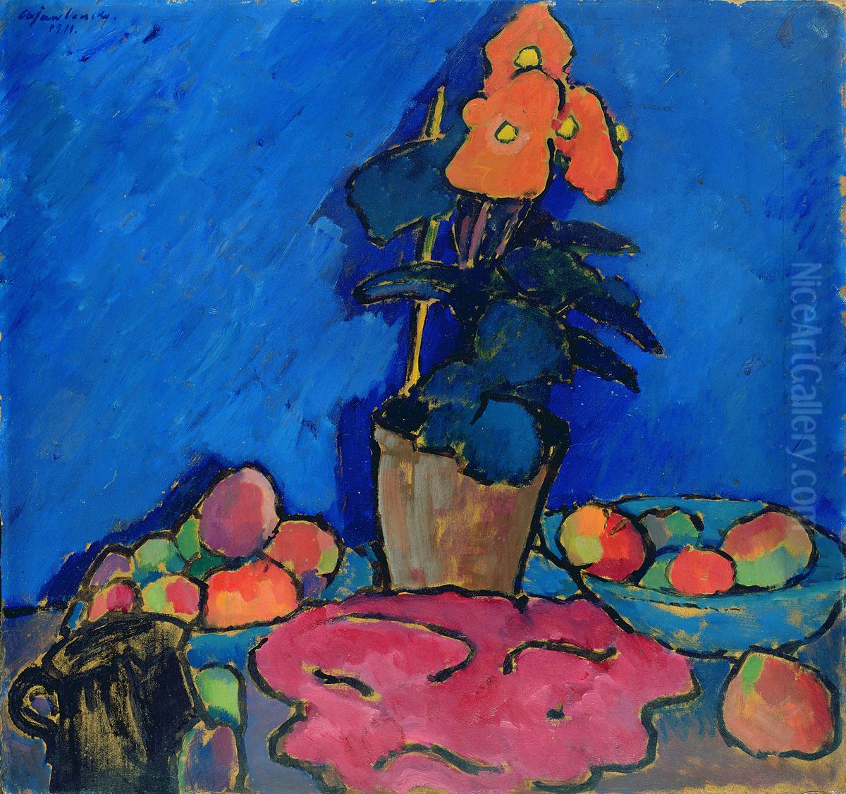 Still Life with Begonia Oil Painting by Alexei Jawlensky