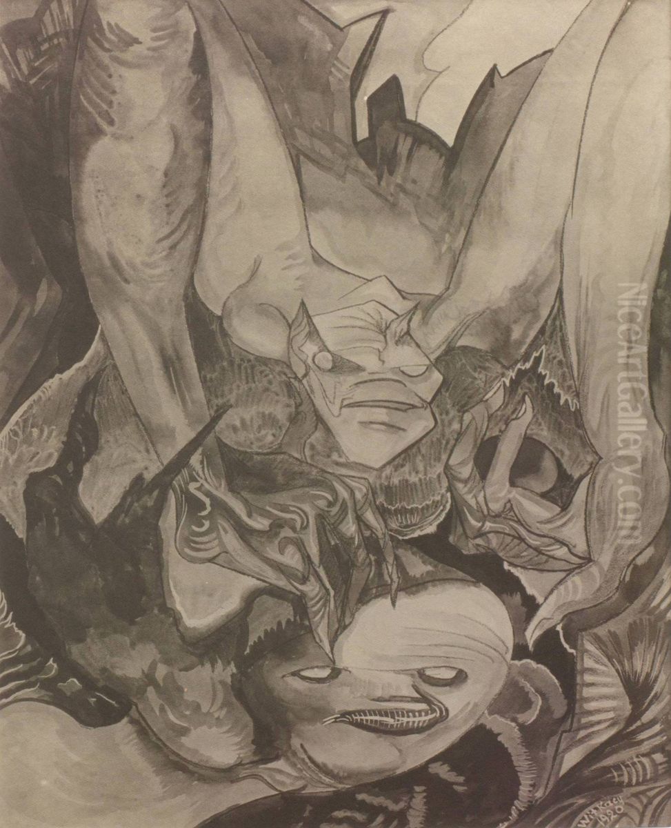 The first love of the idiot Demon Oil Painting by Stanislaw Ignacy Witkiewicz (Witkacy)