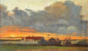 Sunset at Skagen with a view of Rytter Soren's farm.
