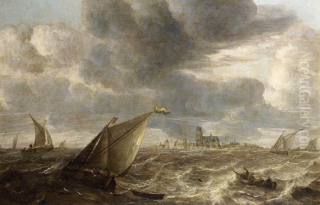 River Landscape Oil Painting by Abraham Van Beijeren