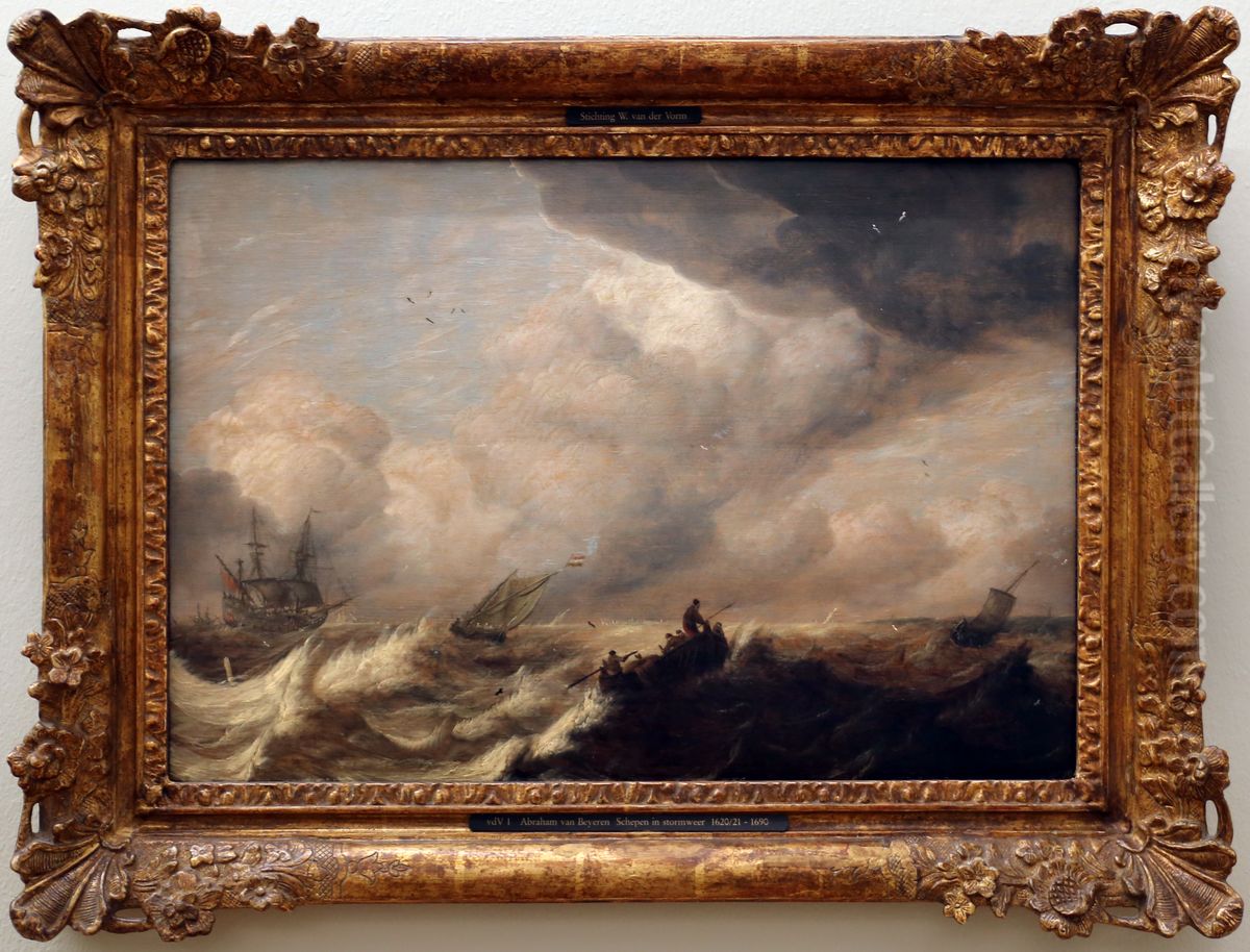 imbarcazioni in una burrasca Oil Painting by Abraham Van Beijeren